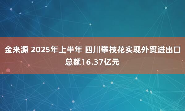 金来源 2025年上半年 四川攀枝花实现外贸进出口总额16.37亿元